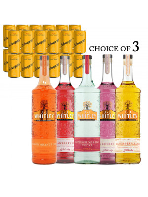 Buy any 3 JJ Whitley 70cl spirits and receive 24 Schweppes tonic cans free