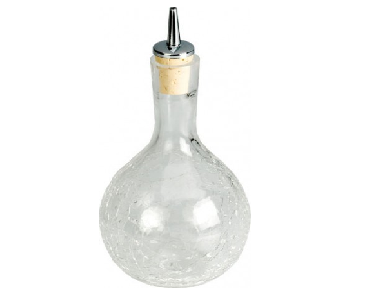 Dash Bottle Round Crackle Glass 33cl 11.5oz